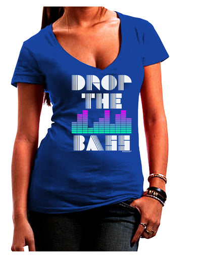 Drop the Bass Juniors V-Neck Dark T-Shirt-Womens V-Neck T-Shirts-TooLoud-Royal-Blue-Juniors Fitted Small-Davson Sales