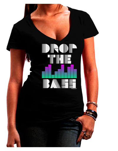 Drop the Bass Juniors V-Neck Dark T-Shirt-Womens V-Neck T-Shirts-TooLoud-Black-Juniors Fitted Small-Davson Sales