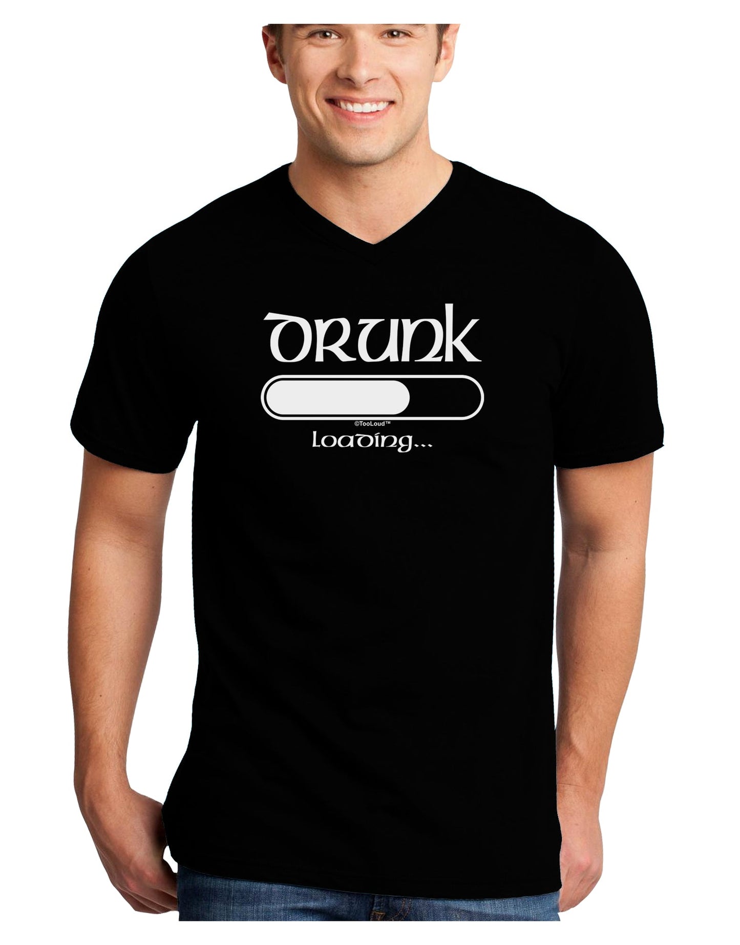 Drunk Loading Bar Adult Dark V-Neck T-Shirt by TooLoud-Mens V-Neck T-Shirt-TooLoud-Black-Small-Davson Sales