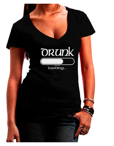 Drunk Loading Bar Juniors V-Neck Dark T-Shirt by TooLoud-Womens V-Neck T-Shirts-TooLoud-Black-Juniors Fitted Small-Davson Sales