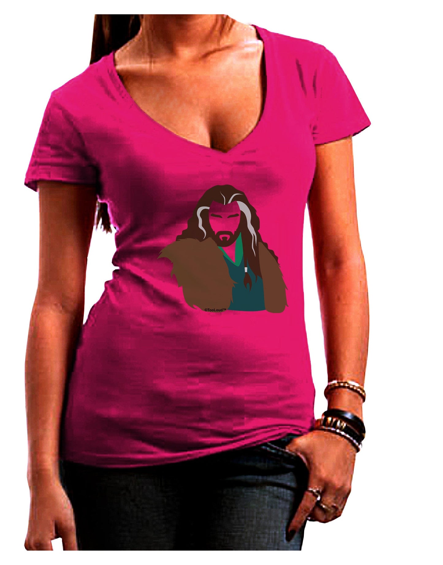 Dwarf King Womens V-Neck Dark T-Shirt-Womens V-Neck T-Shirts-TooLoud-Hot-Pink-Juniors Fitted Small-Davson Sales