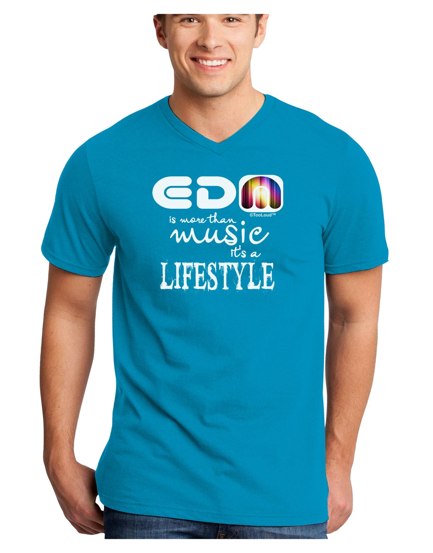 EDM - A Lifestyle Adult Dark V-Neck T-Shirt-TooLoud-Turquoise-Small-Davson Sales