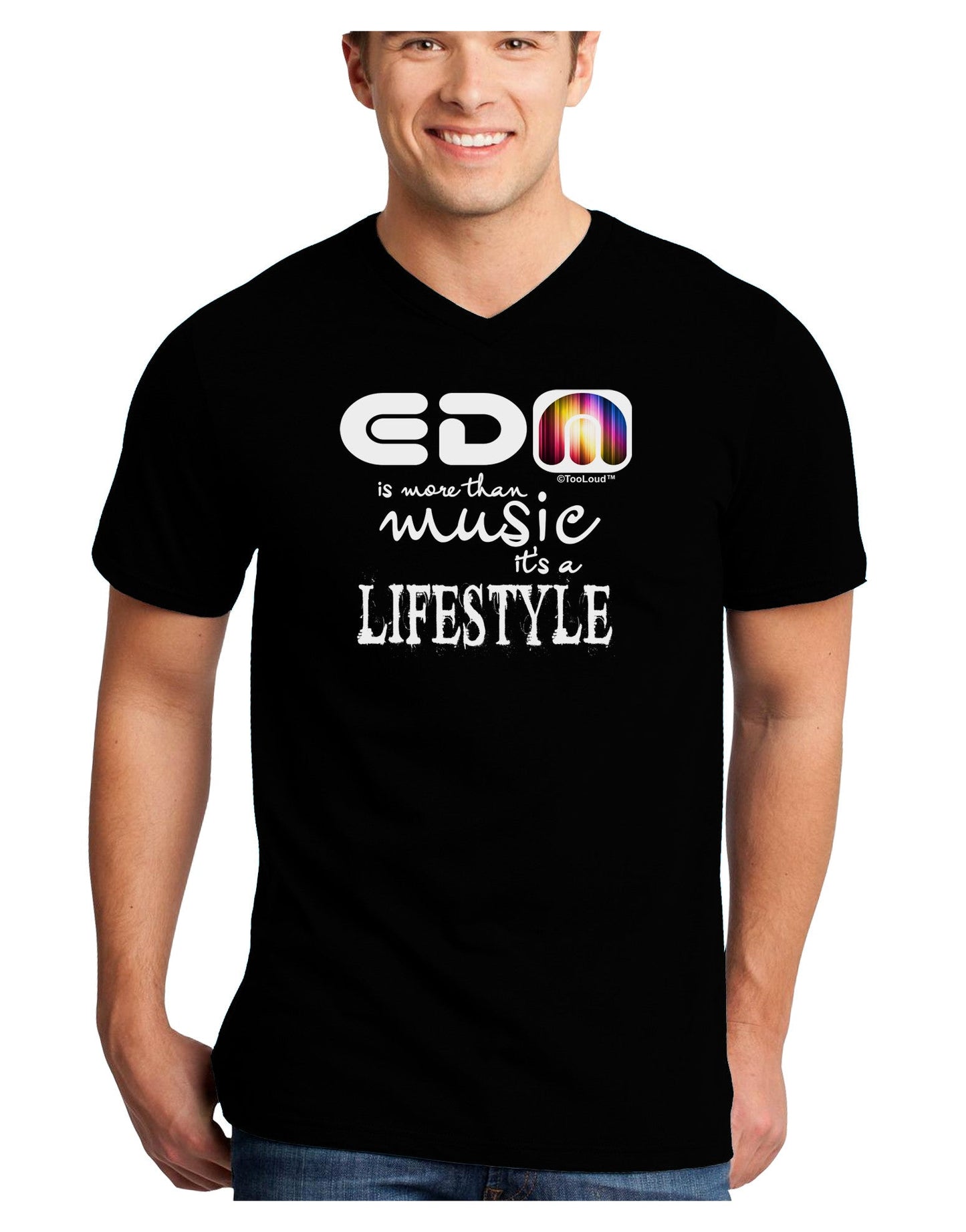 EDM - A Lifestyle Adult Dark V-Neck T-Shirt-TooLoud-Black-Small-Davson Sales