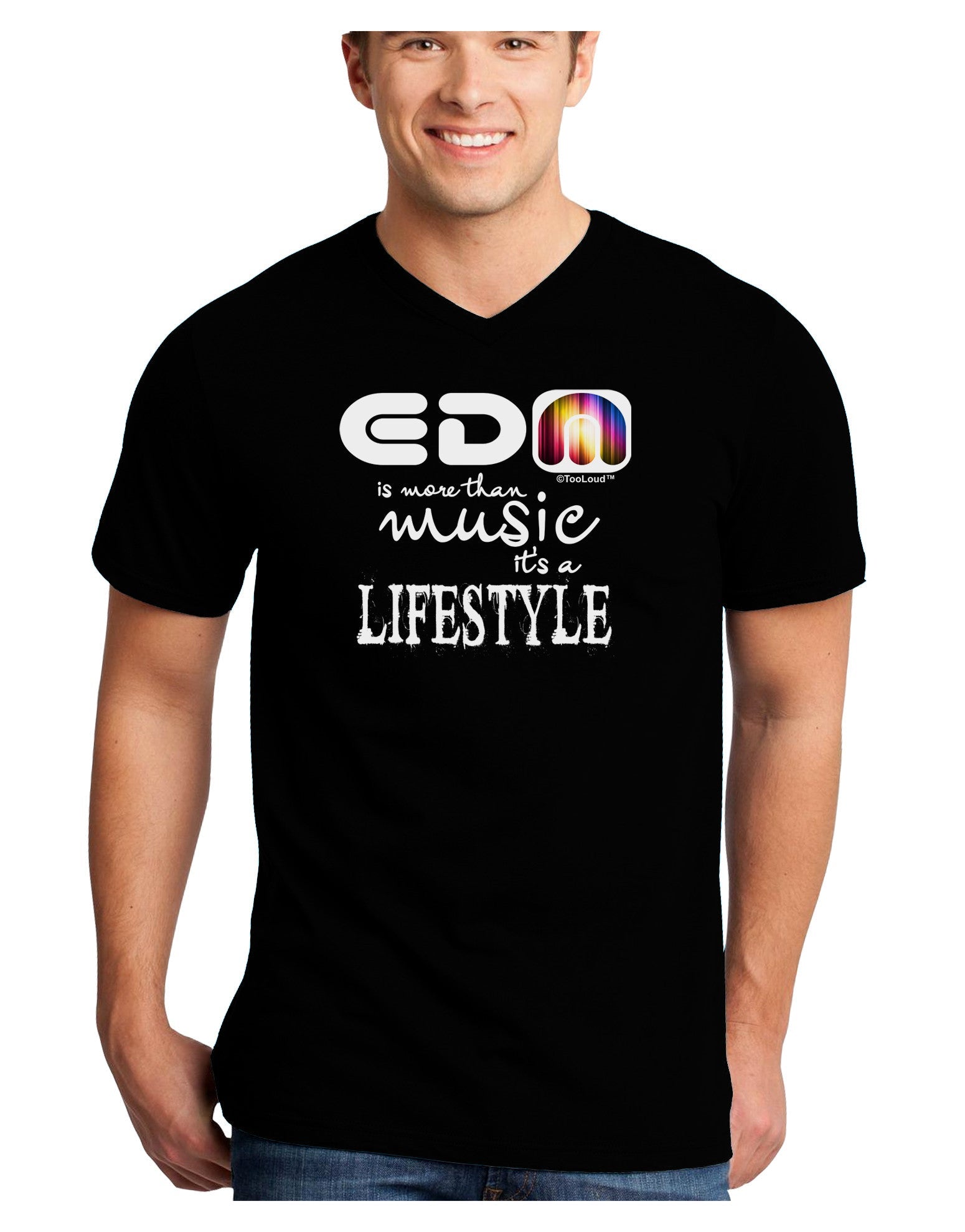 EDM - A Lifestyle Adult Dark V-Neck T-Shirt-TooLoud-Black-Small-Davson Sales