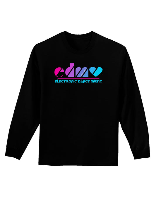EDM Heart Adult Long Sleeve Dark T-Shirt-TooLoud-Black-Small-Davson Sales