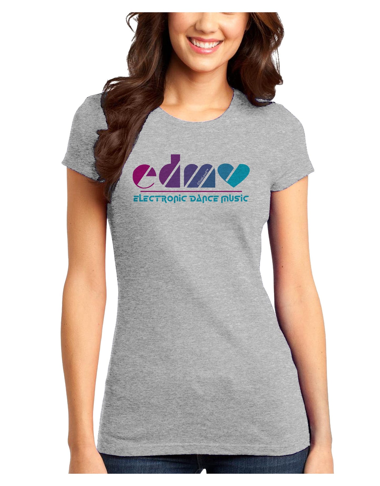 EDM Heart Juniors T-Shirt-Womens Juniors T-Shirt-TooLoud-Ash-Gray-Juniors Fitted X-Small-Davson Sales