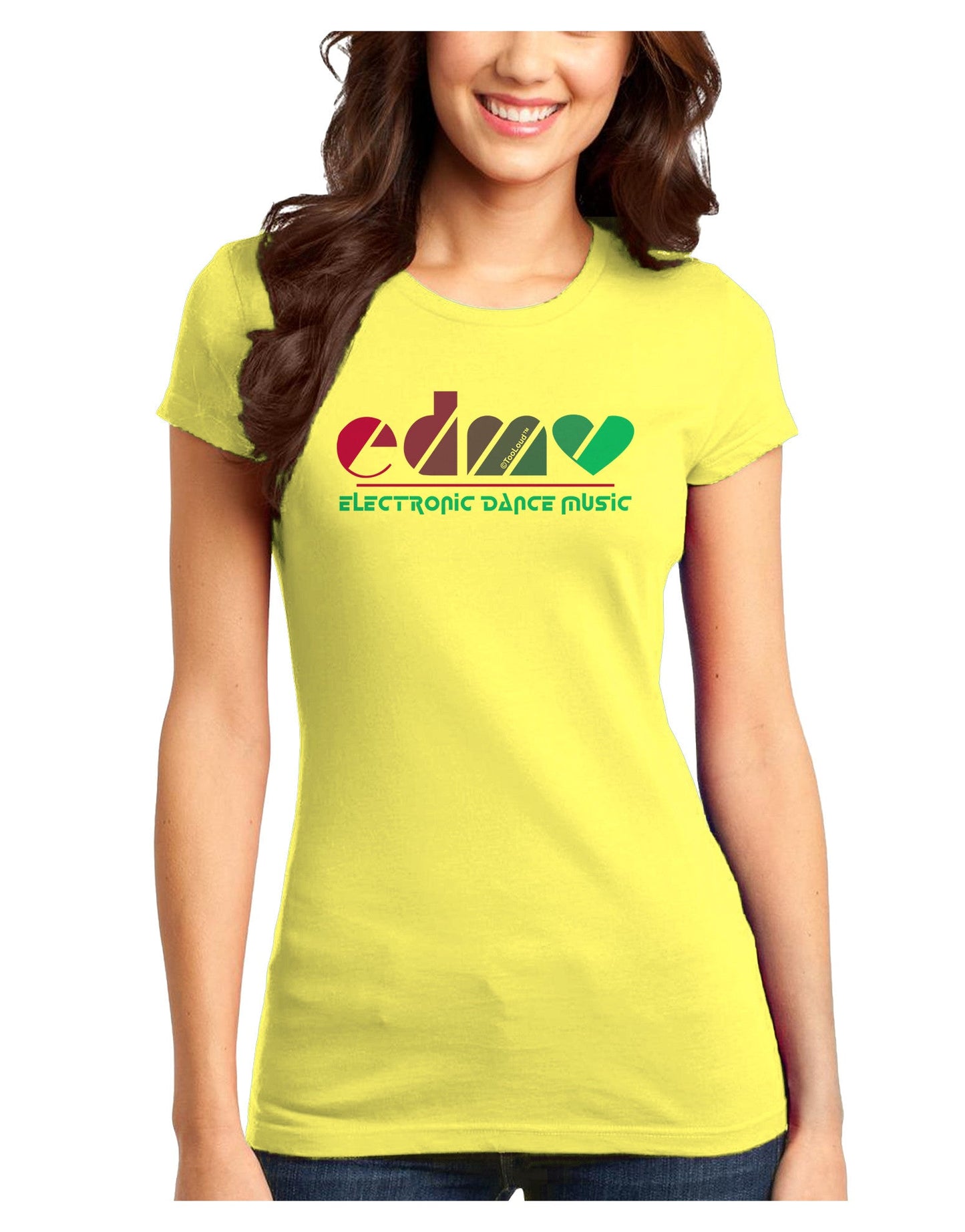 EDM Heart Juniors T-Shirt-Womens Juniors T-Shirt-TooLoud-Yellow-Juniors Fitted X-Small-Davson Sales