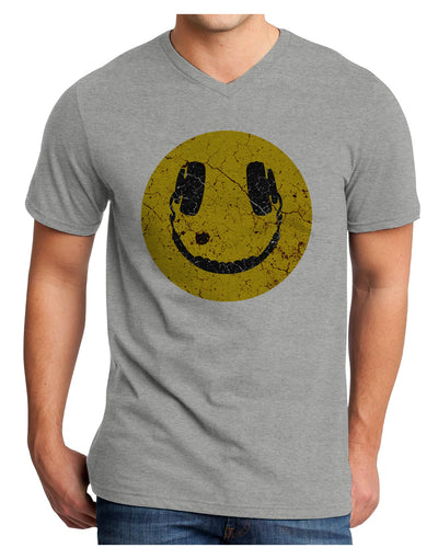 EDM Smiley Face Adult V-Neck T-shirt by TooLoud-Mens V-Neck T-Shirt-TooLoud-HeatherGray-Small-Davson Sales