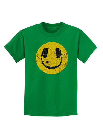 EDM Smiley Face Childrens Dark T-Shirt by TooLoud-Childrens T-Shirt-TooLoud-Kelly-Green-X-Small-Davson Sales