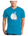 Easter Bunny and Egg Design Adult Dark V-Neck T-Shirt by TooLoud-Mens V-Neck T-Shirt-TooLoud-Turquoise-Small-Davson Sales