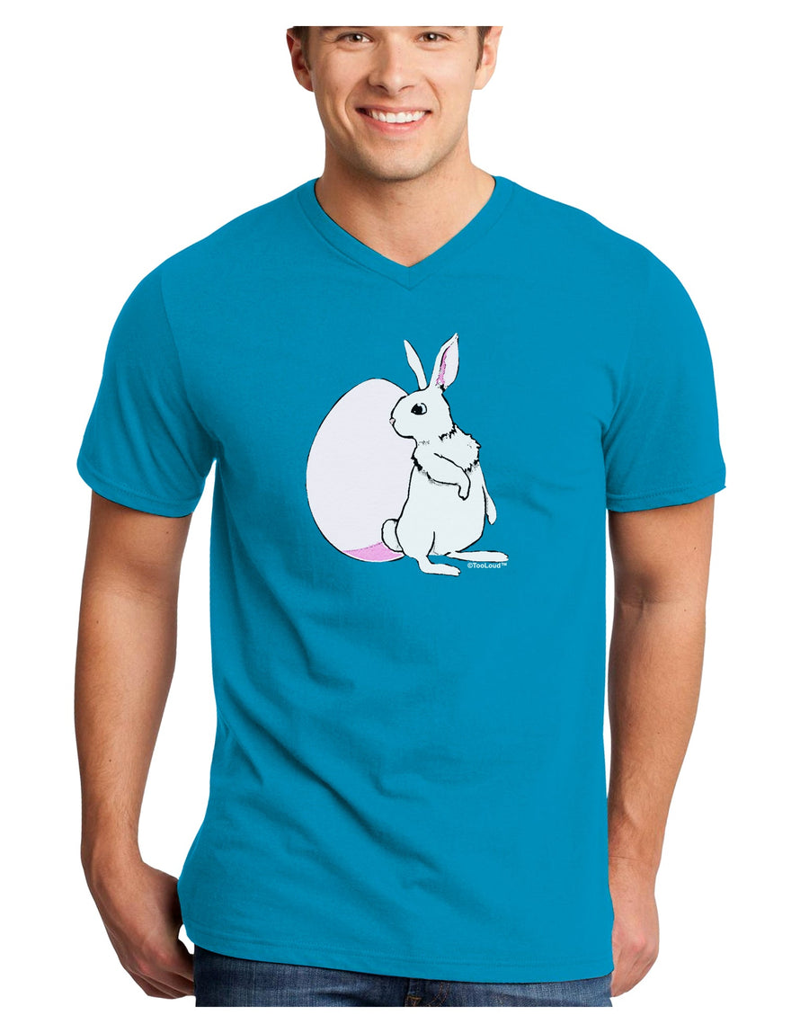 Easter Bunny and Egg Design Adult Dark V-Neck T-Shirt by TooLoud-Mens V-Neck T-Shirt-TooLoud-Black-Small-Davson Sales