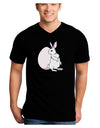 Easter Bunny and Egg Design Adult Dark V-Neck T-Shirt by TooLoud-Mens V-Neck T-Shirt-TooLoud-Black-Small-Davson Sales