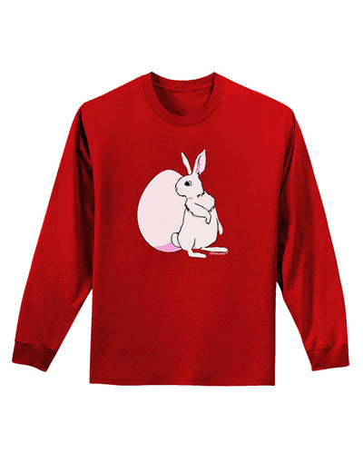 Easter Bunny and Egg Design Adult Long Sleeve Dark T-Shirt by TooLoud-TooLoud-Red-Small-Davson Sales