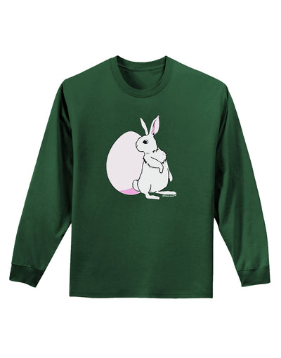 Easter Bunny and Egg Design Adult Long Sleeve Dark T-Shirt by TooLoud-TooLoud-Dark-Green-Small-Davson Sales