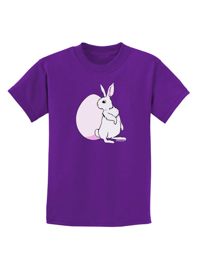 Easter Bunny and Egg Design Childrens Dark T-Shirt by TooLoud-Childrens T-Shirt-TooLoud-Purple-X-Small-Davson Sales