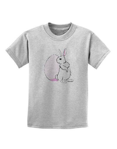 Easter Bunny and Egg Design Childrens T-Shirt by TooLoud-Childrens T-Shirt-TooLoud-AshGray-X-Small-Davson Sales