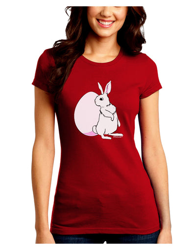 Easter Bunny and Egg Design Juniors Crew Dark T-Shirt by TooLoud-T-Shirts Juniors Tops-TooLoud-Red-Juniors Fitted Small-Davson Sales