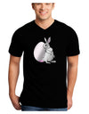 Easter Bunny and Egg Metallic - Silver Adult Dark V-Neck T-Shirt by TooLoud-Mens V-Neck T-Shirt-TooLoud-Black-Small-Davson Sales