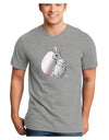 Easter Bunny and Egg Metallic - Silver Adult V-Neck T-shirt by TooLoud-Mens V-Neck T-Shirt-TooLoud-HeatherGray-Small-Davson Sales