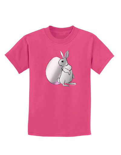 Easter Bunny and Egg Metallic - Silver Childrens Dark T-Shirt by TooLoud-Childrens T-Shirt-TooLoud-Sangria-X-Small-Davson Sales