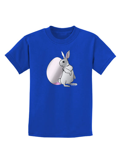 Easter Bunny and Egg Metallic - Silver Childrens Dark T-Shirt by TooLoud-Childrens T-Shirt-TooLoud-Royal-Blue-X-Small-Davson Sales