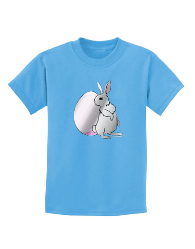 Easter Bunny and Egg Metallic - Silver Childrens T-Shirt by TooLoud-Childrens T-Shirt-TooLoud-Aquatic-Blue-X-Small-Davson Sales