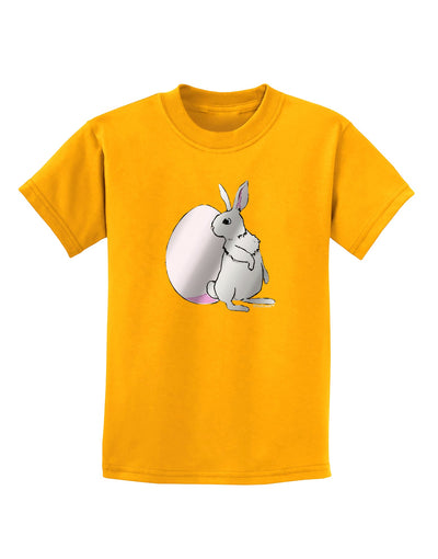 Easter Bunny and Egg Metallic - Silver Childrens T-Shirt by TooLoud-Childrens T-Shirt-TooLoud-Gold-X-Small-Davson Sales