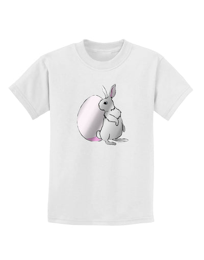 Easter Bunny and Egg Metallic - Silver Childrens T-Shirt by TooLoud-Childrens T-Shirt-TooLoud-White-X-Small-Davson Sales