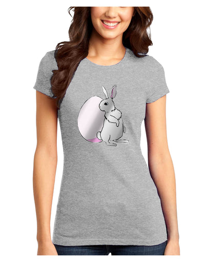 Easter Bunny and Egg Metallic - Silver Juniors T-Shirt by TooLoud-Womens Juniors T-Shirt-TooLoud-Ash-Gray-Juniors Fitted X-Small-Davson Sales