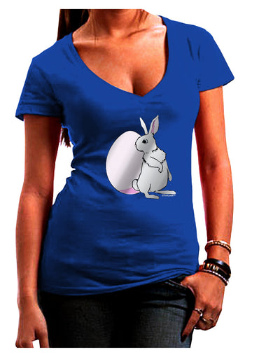 Easter Bunny and Egg Metallic - Silver Juniors V-Neck Dark T-Shirt by TooLoud-Womens V-Neck T-Shirts-TooLoud-Royal-Blue-Juniors Fitted Small-Davson Sales