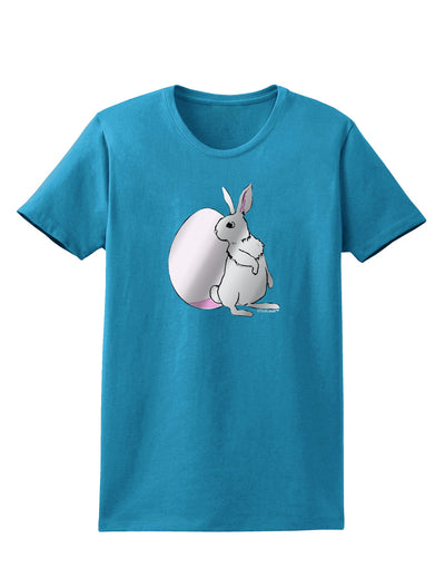 Easter Bunny and Egg Metallic - Silver Womens Dark T-Shirt by TooLoud-Womens T-Shirt-TooLoud-Turquoise-X-Small-Davson Sales