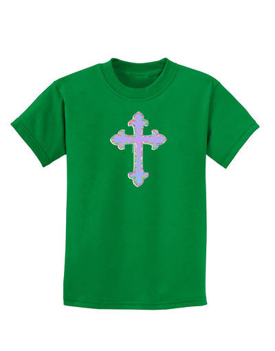 Easter Color Cross Childrens Dark T-Shirt-Childrens T-Shirt-TooLoud-Kelly-Green-X-Small-Davson Sales