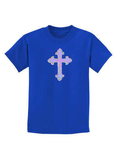 Easter Color Cross Childrens Dark T-Shirt-Childrens T-Shirt-TooLoud-Royal-Blue-X-Small-Davson Sales