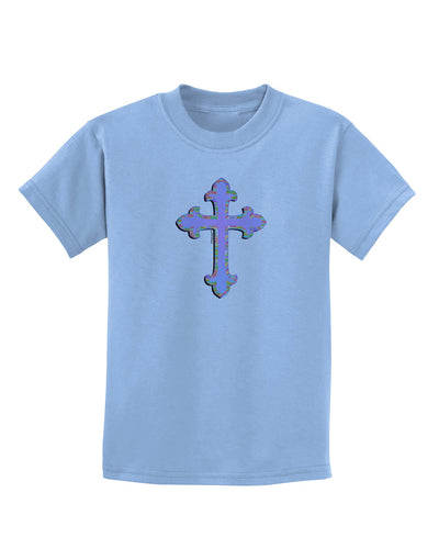 Easter Color Cross Childrens T-Shirt-Childrens T-Shirt-TooLoud-Light-Blue-X-Small-Davson Sales