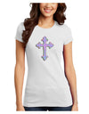 Easter Color Cross Juniors Petite T-Shirt-T-Shirts Juniors Tops-TooLoud-White-Juniors Fitted X-Small-Davson Sales