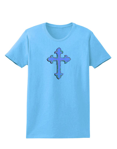 Easter Color Cross Womens T-Shirt-Womens T-Shirt-TooLoud-Aquatic-Blue-X-Small-Davson Sales