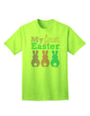 Easter Delight: Three Bunnies Adult T-Shirt by TooLoud-Mens T-shirts-TooLoud-Neon-Green-Small-Davson Sales