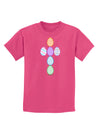 Easter Egg Cross Faux Applique Childrens Dark T-Shirt-Childrens T-Shirt-TooLoud-Sangria-X-Small-Davson Sales