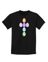 Easter Egg Cross Faux Applique Childrens Dark T-Shirt