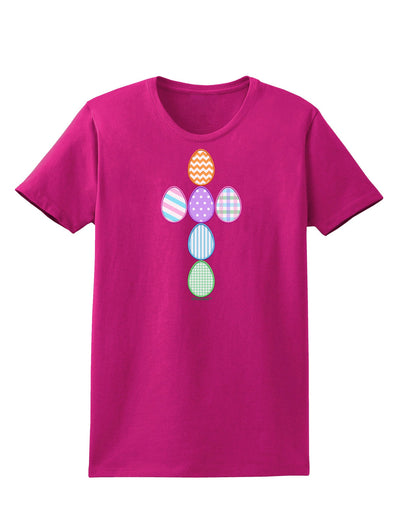 Easter Egg Cross Faux Applique Womens Dark T-Shirt-TooLoud-Hot-Pink-Small-Davson Sales