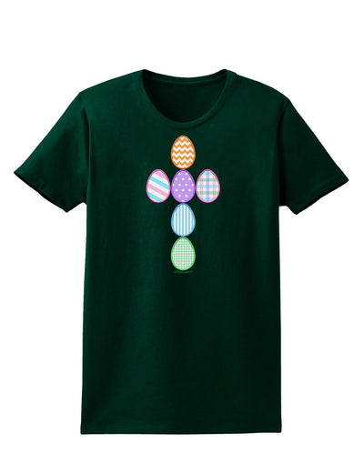 Easter Egg Cross Faux Applique Womens Dark T-Shirt-TooLoud-Forest-Green-Small-Davson Sales