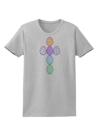 Easter Egg Cross Faux Applique Womens T-Shirt-Womens T-Shirt-TooLoud-AshGray-X-Small-Davson Sales