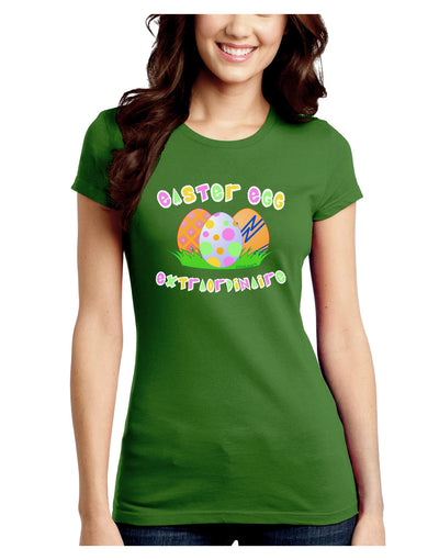 Easter Egg Extraordinaire Juniors Petite Crew Dark T-Shirt-T-Shirts Juniors Tops-TooLoud-Kiwi-Green-Juniors Fitted Small-Davson Sales