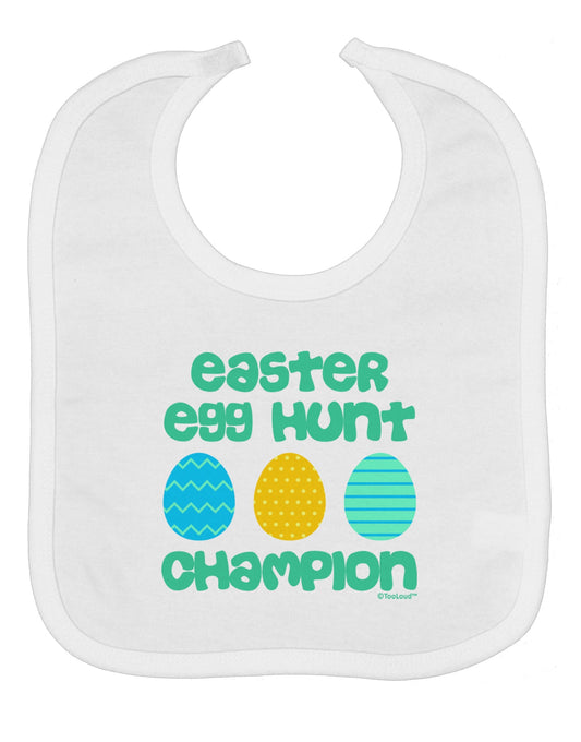 Easter Egg Hunt Champion - Blue and Green Baby Bib by TooLoud