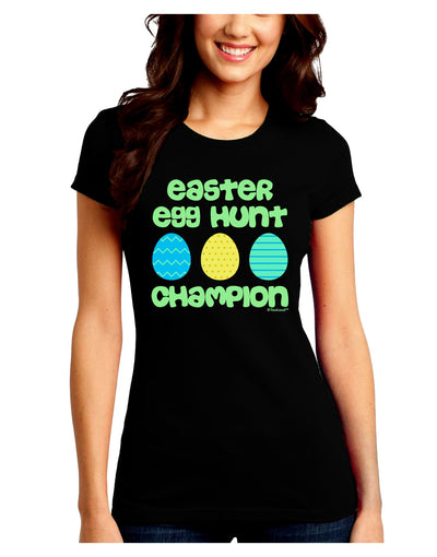 Easter Egg Hunt Champion - Blue and Green Juniors Crew Dark T-Shirt by TooLoud-T-Shirts Juniors Tops-TooLoud-Black-Juniors Fitted Small-Davson Sales