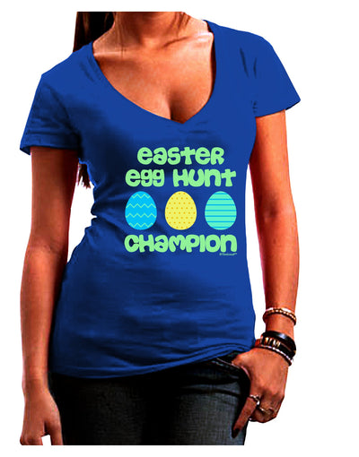 Easter Egg Hunt Champion - Blue and Green Juniors V-Neck Dark T-Shirt by TooLoud-Womens V-Neck T-Shirts-TooLoud-Royal-Blue-Juniors Fitted Small-Davson Sales