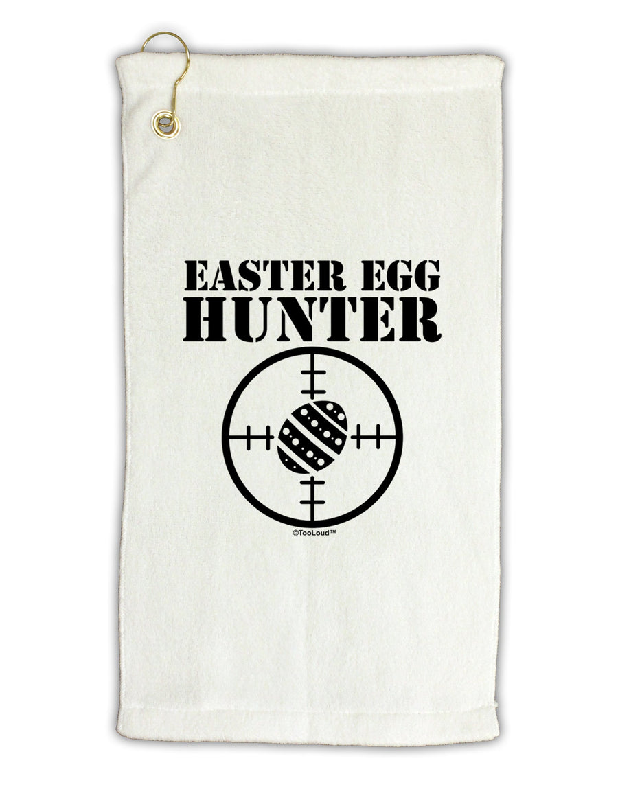 Easter Egg Hunter Black and White Micro Terry Gromet Golf Towel 16 x 25 inch by TooLoud