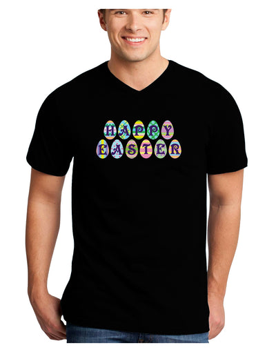 Easter Eggs Happy Easter Adult Dark V-Neck T-Shirt-Mens V-Neck T-Shirt-TooLoud-Black-Small-Davson Sales