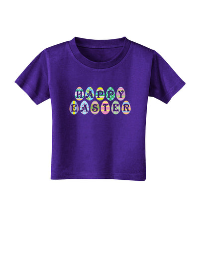 Easter Eggs Happy Easter Toddler T-Shirt Dark-Toddler T-Shirt-TooLoud-Purple-2T-Davson Sales