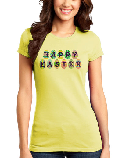 Easter Eggs Happy Easter Womens Juniors T-Shirt-Womens Juniors T-Shirt-TooLoud-Yellow-Small-Davson Sales